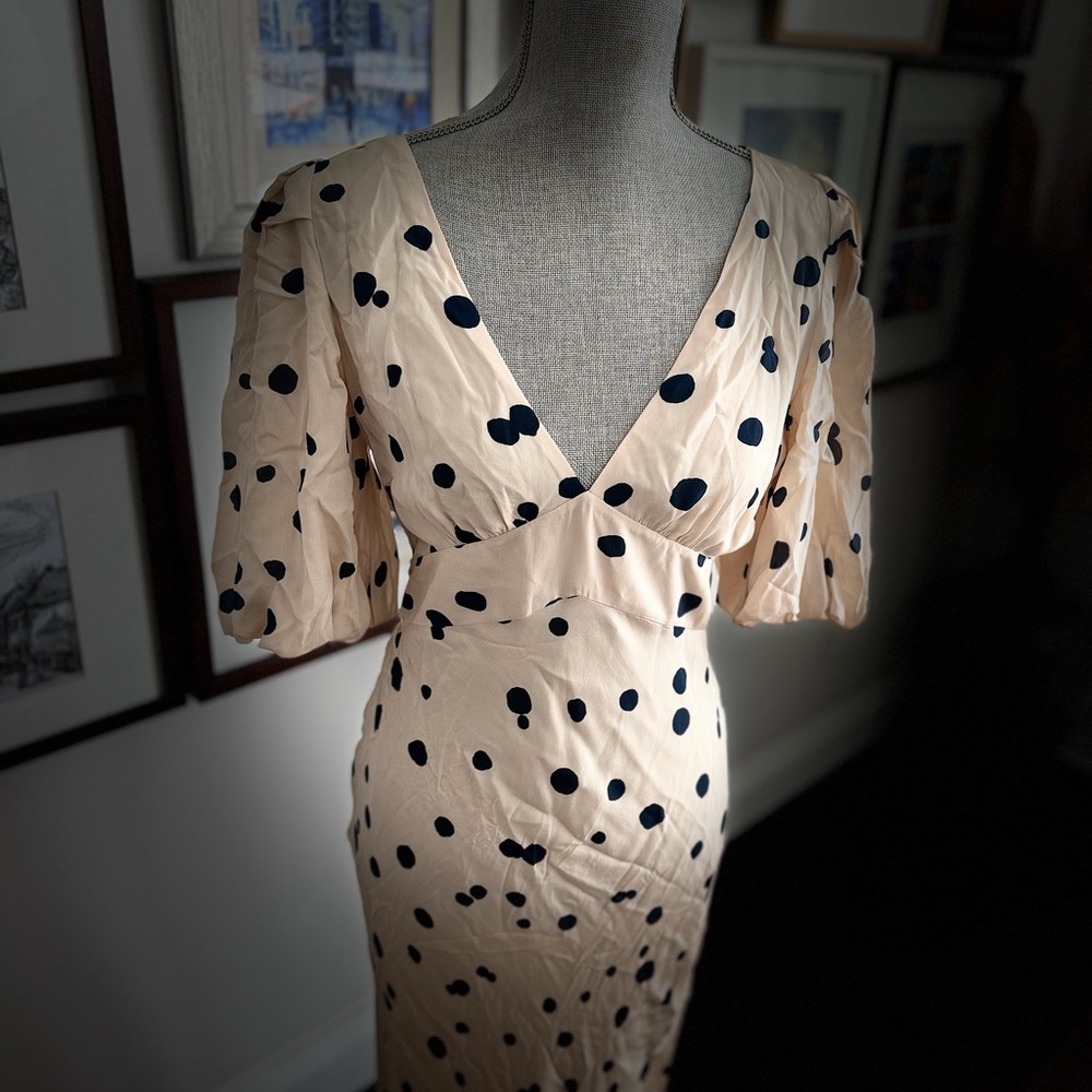 ba&sh Cream and Black Polka Dot Maxi Dress
